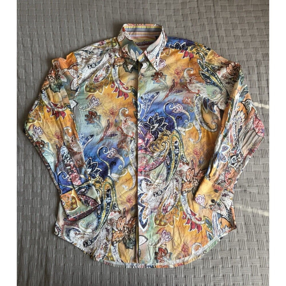 Robert Graham Shirt Marina Del Rey Flip Cuff Shirt Watercolor Men’s Large